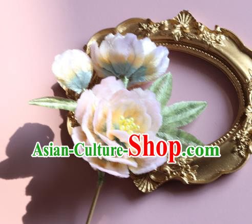 Handmade China Ancient Hanfu Flower Hairpin Traditional Pink Velvet Peach Blossom Hair Accessories Handmade China Ancient Hanfu Flower Hairpin Traditional Pink Velvet Peach Blossom Hair Accessories