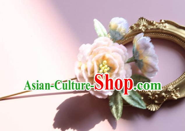 Handmade China Ancient Hanfu Flower Hairpin Traditional Pink Velvet Peach Blossom Hair Accessories Handmade China Ancient Hanfu Flower Hairpin Traditional Pink Velvet Peach Blossom Hair Accessories