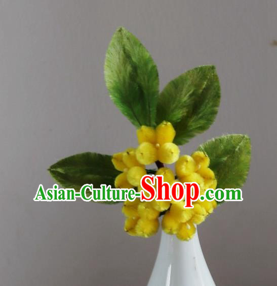 Handmade China Velvet Osmanthus Hair Accessories Traditional Ancient Hanfu Yellow Flowers Hairpin Handmade China Velvet Osmanthus Hair Accessories Traditional Ancient Hanfu Yellow Flowers Hairpin