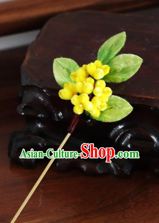 Handmade China Velvet Osmanthus Hair Accessories Traditional Ancient Hanfu Yellow Flowers Hairpin Handmade China Velvet Osmanthus Hair Accessories Traditional Ancient Hanfu Yellow Flowers Hairpin