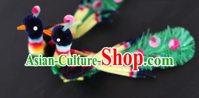 China Ancient Hanfu Velvet Hair Stick Traditional Handmade Peacock Hairpin China Ancient Hanfu Velvet Hair Stick Traditional Handmade Peacock Hairpin
