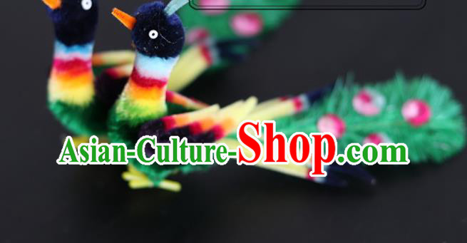 China Ancient Hanfu Velvet Hair Stick Traditional Handmade Peacock Hairpin China Ancient Hanfu Velvet Hair Stick Traditional Handmade Peacock Hairpin