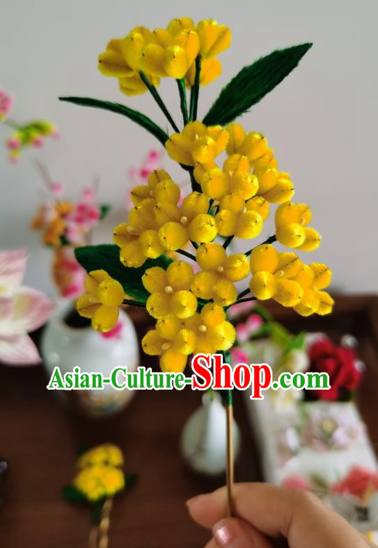 Handmade China Traditional Ancient Hanfu Yellow Flowers Hairpin Velvet Osmanthus Hair Accessories Handmade China Traditional Ancient Hanfu Yellow Flowers Hairpin Velvet Osmanthus Hair Accessories