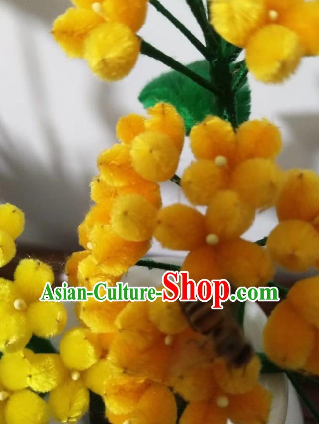Handmade China Traditional Ancient Hanfu Yellow Flowers Hairpin Velvet Osmanthus Hair Accessories Handmade China Traditional Ancient Hanfu Yellow Flowers Hairpin Velvet Osmanthus Hair Accessories