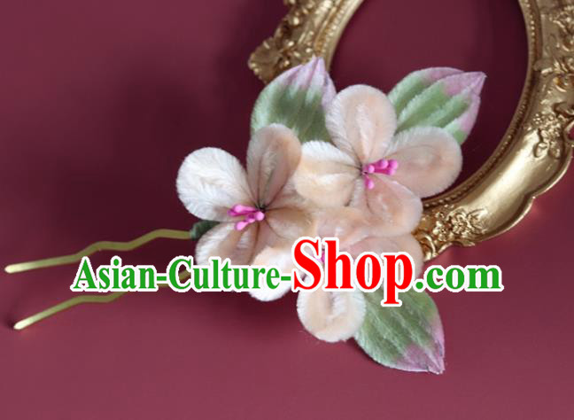 Handmade China Traditional Hanfu Hair Accessories Ancient Champagne Velvet Flowers Hairpin Handmade China Traditional Hanfu Hair Accessories Ancient Champagne Velvet Flowers Hairpin