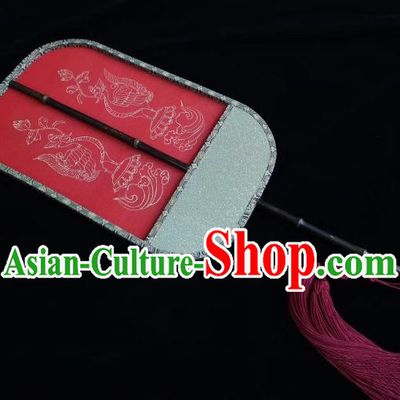 China Traditional Red Silk Palace Fan Hand Painting Fan Tang Dynasty Princess Fans