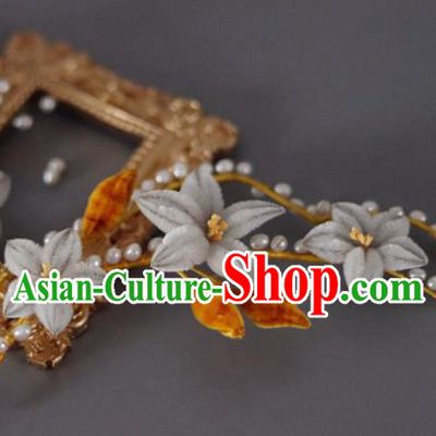 Handmade China Traditional Qing Dynasty Hair Accessories Palace Hair Stick Ancient Court Lady Grey Velvet Flowers Hairpin