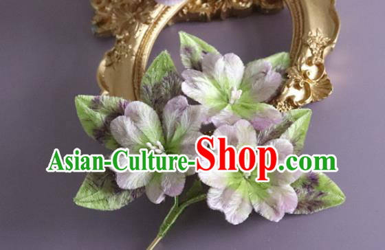 Traditional China Handmade Hair Accessories Ancient Hanfu Lilac Velvet Flowers Hairpin Traditional China Handmade Hair Accessories Ancient Hanfu Lilac Velvet Flowers Hairpin