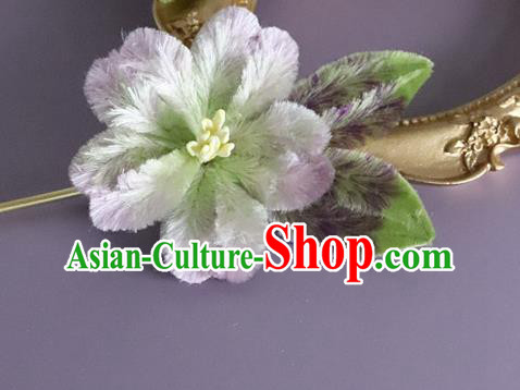 Traditional China Handmade Velvet Flower Hair Accessories Ancient Hanfu Lilac Velvet Hairpin Traditional China Handmade Velvet Flower Hair Accessories Ancient Hanfu Lilac Velvet Hairpin