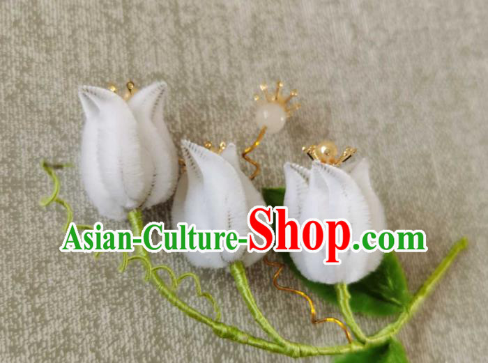 China Classical Hanfu White Velvet Convallaria Hair Stick Traditional Ancient Court Hair Claw China Classical Hanfu White Velvet Convallaria Hair Stick Traditional Ancient Court Hair Claw