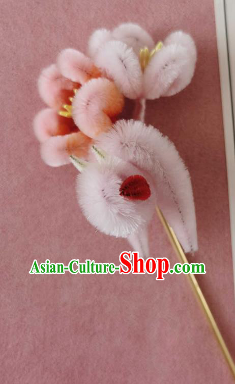 China Classical Hanfu Velvet Plum Bird Hair Stick Traditional Ancient Court Hairpin China Classical Hanfu Velvet Plum Bird Hair Stick Traditional Ancient Court Hairpin