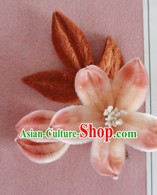 China Classical Hanfu Hair Stick Traditional Ancient Court Lady Velvet Flowers Hairpin China Classical Hanfu Hair Stick Traditional Ancient Court Lady Velvet Flowers Hairpin