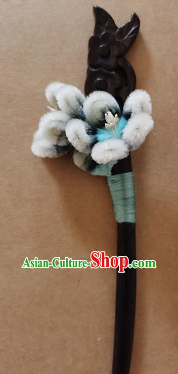 China Classical Hanfu Ebony Hair Stick Traditional Ancient Court Lady Velvet Plum Blossom Hairpin China Classical Hanfu Ebony Hair Stick Traditional Ancient Court Lady Velvet Plum Blossom Hairpin