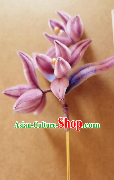 China Classical Hanfu Pearls Hair Stick Traditional Ancient Court Lady Pink Velvet Orchids Hairpin China Classical Hanfu Pearls Hair Stick Traditional Ancient Court Lady Pink Velvet Orchids Hairpin