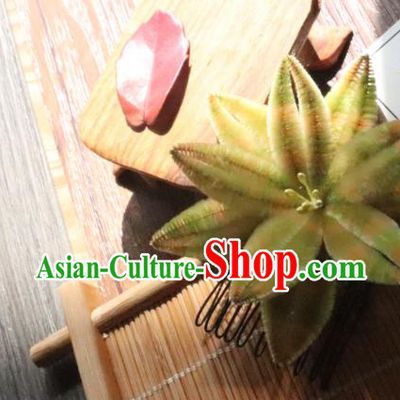 China Classical Hanfu Orchid Hair Stick Traditional Ancient Court Lady Yellow Velvet Hair Comb