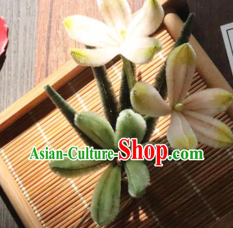 China Traditional Ancient Court Lady Hair Stick Classical Hanfu Green Velvet Orchids Hairpin China Traditional Ancient Court Lady Hair Stick Classical Hanfu Green Velvet Orchids Hairpin