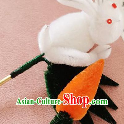 Handmade China Classical Velvet Rabbit Brooch Traditional Cheongsam Accessories