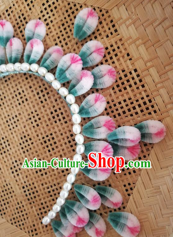 China Traditional Ancient Velvet Flowers Hair Crown Classical Hanfu Pearls Hairpin China Traditional Ancient Velvet Flowers Hair Crown Classical Hanfu Pearls Hairpin