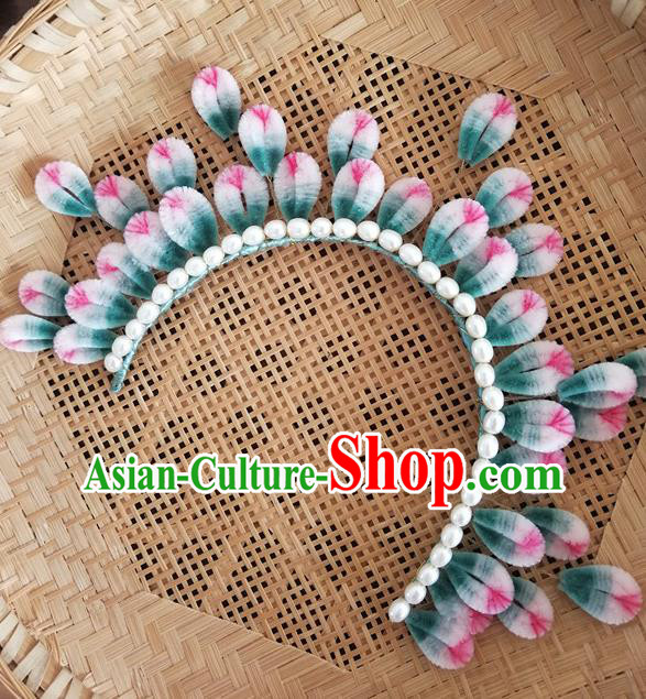China Traditional Ancient Velvet Flowers Hair Crown Classical Hanfu Pearls Hairpin China Traditional Ancient Velvet Flowers Hair Crown Classical Hanfu Pearls Hairpin