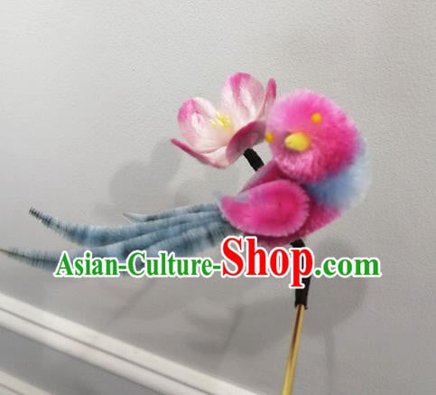 China Traditional Ancient Princess Velvet Hair Stick Classical Hanfu Rosy Magpie Plum Hairpin China Traditional Ancient Princess Velvet Hair Stick Classical Hanfu Rosy Magpie Plum Hairpin