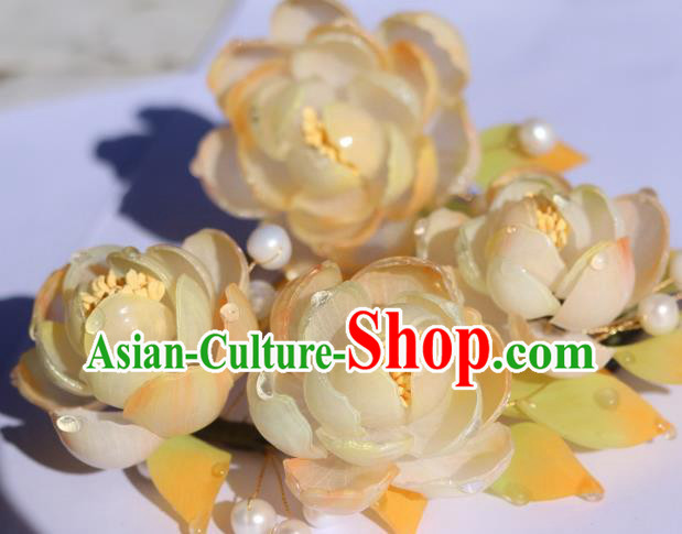 China Classical Hanfu Camellia Hairpin Traditional Ancient Imperial Consort Hair Comb China Classical Hanfu Camellia Hairpin Traditional Ancient Imperial Consort Hair Comb