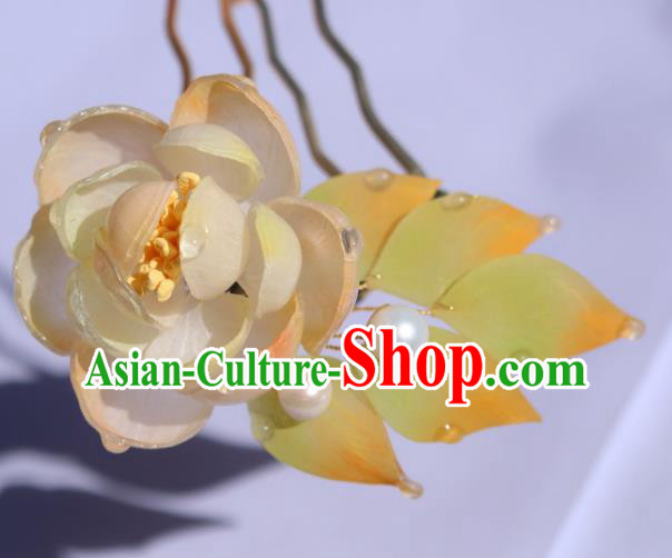China Classical Hanfu Camellia Hairpin Traditional Ancient Imperial Consort Hair Comb China Classical Hanfu Camellia Hairpin Traditional Ancient Imperial Consort Hair Comb