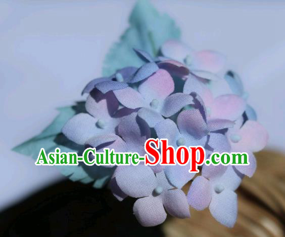China Traditional Hanfu Silk Flowers Hair Stick Classical Cheongsam Blue Hydrangea Hairpin China Traditional Hanfu Silk Flowers Hair Stick Classical Cheongsam Blue Hydrangea Hairpin