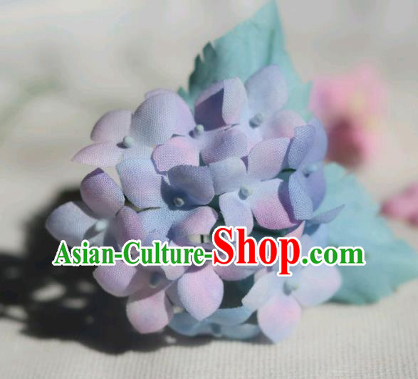 China Traditional Hanfu Silk Flowers Hair Stick Classical Cheongsam Blue Hydrangea Hairpin China Traditional Hanfu Silk Flowers Hair Stick Classical Cheongsam Blue Hydrangea Hairpin
