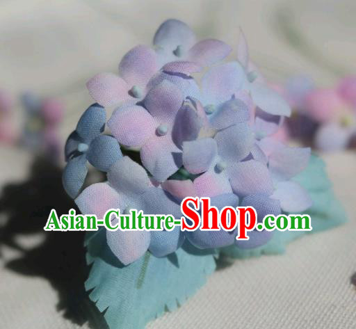 China Traditional Hanfu Silk Flowers Hair Stick Classical Cheongsam Blue Hydrangea Hairpin China Traditional Hanfu Silk Flowers Hair Stick Classical Cheongsam Blue Hydrangea Hairpin