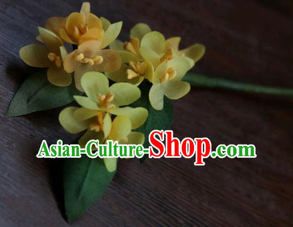 China Classical Cheongsam Hairpin Traditional Hanfu Yellow Silk Osmanthus Hair Stick China Classical Cheongsam Hairpin Traditional Hanfu Yellow Silk Osmanthus Hair Stick