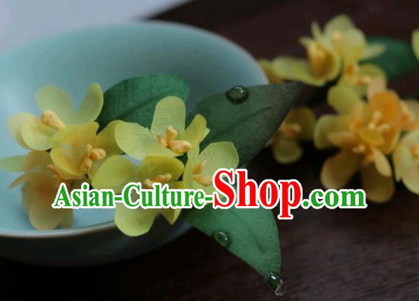 China Classical Cheongsam Hairpin Traditional Hanfu Yellow Silk Osmanthus Hair Stick China Classical Cheongsam Hairpin Traditional Hanfu Yellow Silk Osmanthus Hair Stick
