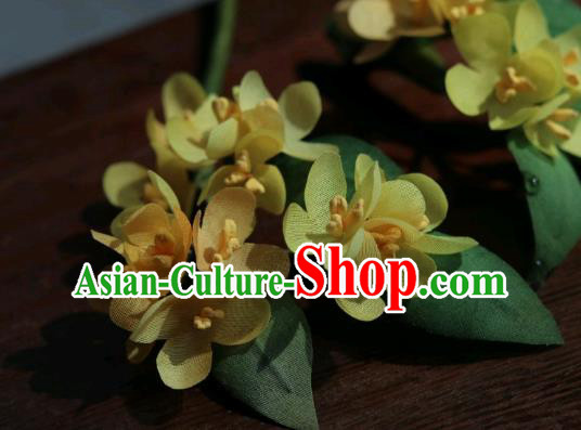 China Classical Cheongsam Hairpin Traditional Hanfu Yellow Silk Osmanthus Hair Stick China Classical Cheongsam Hairpin Traditional Hanfu Yellow Silk Osmanthus Hair Stick