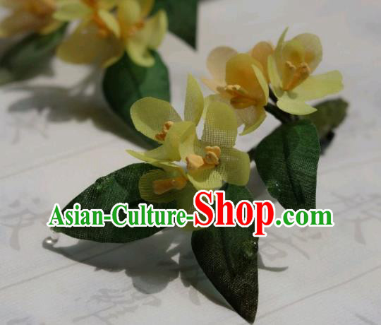 China Classical Cheongsam Hairpin Traditional Hanfu Yellow Silk Osmanthus Hair Stick China Classical Cheongsam Hairpin Traditional Hanfu Yellow Silk Osmanthus Hair Stick