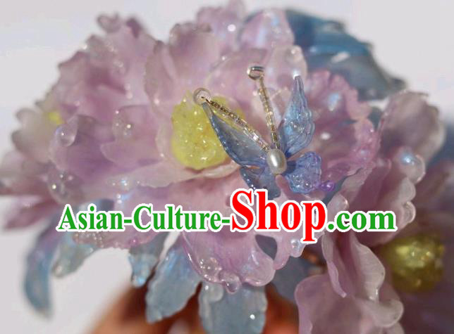 China Classical Hanfu Hairpin Traditional Ancient Princess Pink Peony Hair Crown China Classical Hanfu Hairpin Traditional Ancient Princess Pink Peony Hair Crown