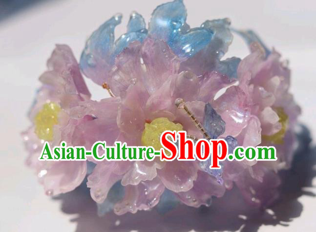 China Classical Hanfu Hairpin Traditional Ancient Princess Pink Peony Hair Crown China Classical Hanfu Hairpin Traditional Ancient Princess Pink Peony Hair Crown