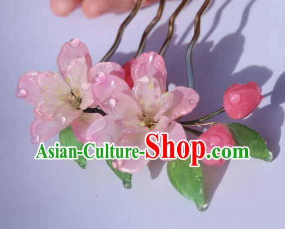 China Classical Hanfu Flowers Hairpin Traditional Ancient Princess Pink Begonia Hair Comb China Classical Hanfu Flowers Hairpin Traditional Ancient Princess Pink Begonia Hair Comb
