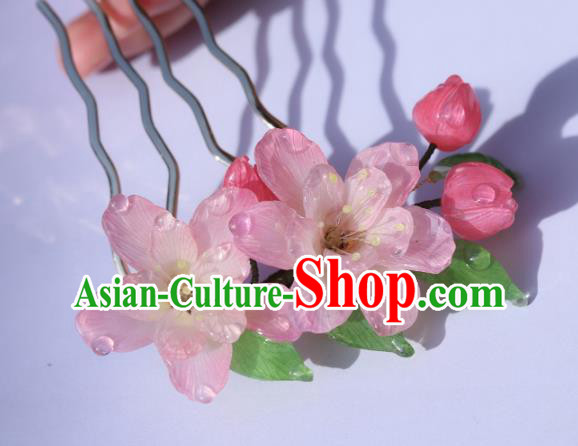 China Classical Hanfu Flowers Hairpin Traditional Ancient Princess Pink Begonia Hair Comb China Classical Hanfu Flowers Hairpin Traditional Ancient Princess Pink Begonia Hair Comb