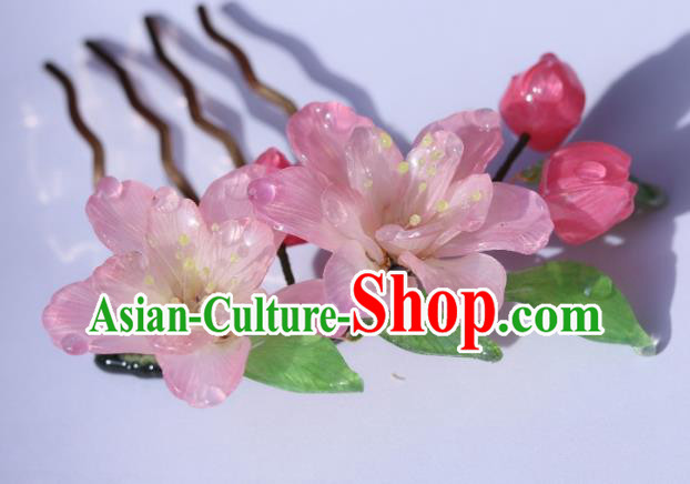 China Classical Hanfu Flowers Hairpin Traditional Ancient Princess Pink Begonia Hair Comb China Classical Hanfu Flowers Hairpin Traditional Ancient Princess Pink Begonia Hair Comb