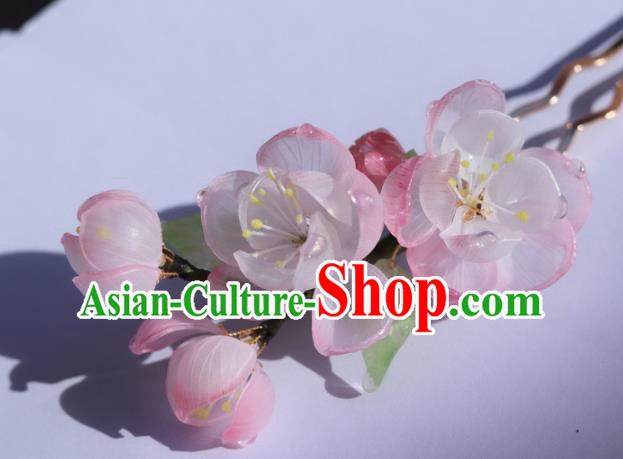China Classical Hanfu Pink Begonia Hairpin Traditional Ancient Princess Flowers Hair Stick China Classical Hanfu Pink Begonia Hairpin Traditional Ancient Princess Flowers Hair Stick