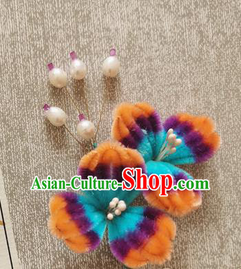 China Pearls Hair Stick Handmade Hair Accessories Traditional Velvet Flowers Hairpin China Pearls Hair Stick Handmade Hair Accessories Traditional Velvet Flowers Hairpin