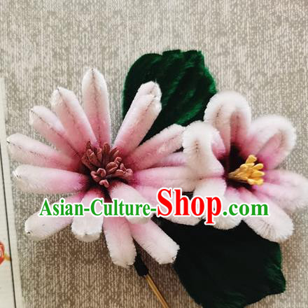China Classical Hair Stick Handmade Hair Accessories Traditional Pink Velvet Flowers Hairpin China Classical Hair Stick Handmade Hair Accessories Traditional Pink Velvet Flowers Hairpin