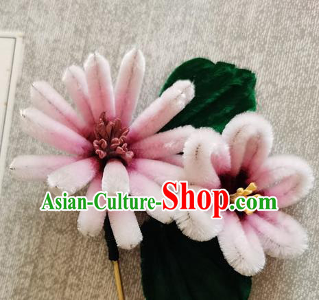 China Classical Hair Stick Handmade Hair Accessories Traditional Pink Velvet Flowers Hairpin China Classical Hair Stick Handmade Hair Accessories Traditional Pink Velvet Flowers Hairpin