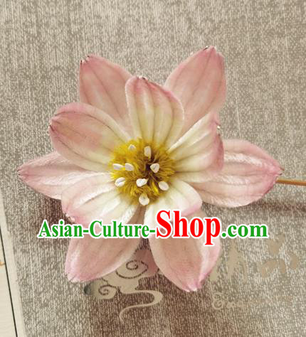 China Classical Cheongsam Hair Stick Handmade Hair Accessories Traditional Pink Velvet Lotus Hairpin China Classical Cheongsam Hair Stick Handmade Hair Accessories Traditional Pink Velvet Lotus Hairpin