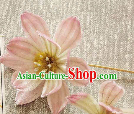 China Classical Cheongsam Hair Stick Handmade Hair Accessories Traditional Pink Velvet Lotus Hairpin China Classical Cheongsam Hair Stick Handmade Hair Accessories Traditional Pink Velvet Lotus Hairpin