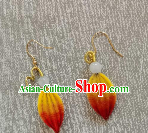 Handmade China Classical Velvet Earrings Traditional Cheongsam Ear Accessories Handmade China Classical Velvet Earrings Traditional Cheongsam Ear Accessories