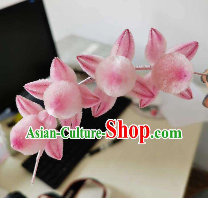 China Classical Cheongsam Velvet Hair Stick Handmade Hair Accessories Traditional Pink Peach Hairpin China Classical Cheongsam Velvet Hair Stick Handmade Hair Accessories Traditional Pink Peach Hairpin