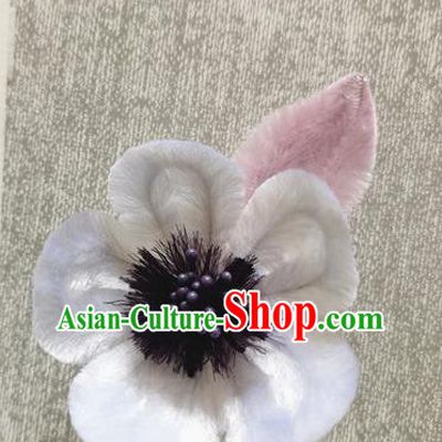 China Ancient Palace Velvet Plum Hairpin Traditional Hanfu Hair Accessories Handmade Hair Stick