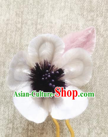 China Ancient Palace Velvet Plum Hairpin Traditional Hanfu Hair Accessories Handmade Hair Stick China Ancient Palace Velvet Plum Hairpin Traditional Hanfu Hair Accessories Handmade Hair Stick