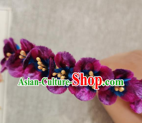 China Classical Purple Velvet Flowers Hair Stick Hair Accessories Traditional Cheongsam Handmade Hairpin China Classical Purple Velvet Flowers Hair Stick Hair Accessories Traditional Cheongsam Handmade Hairpin