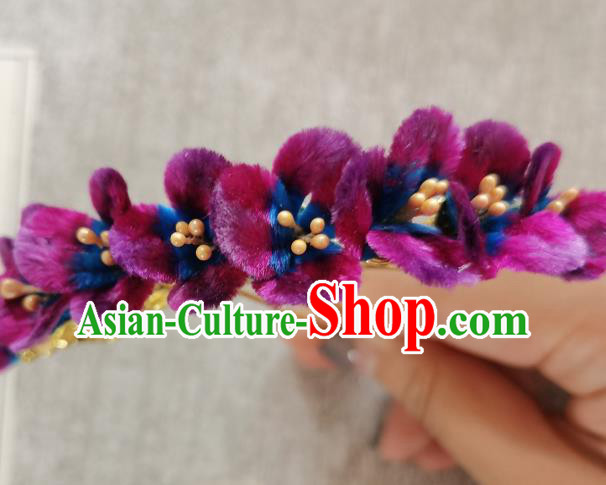 China Classical Purple Velvet Flowers Hair Stick Hair Accessories Traditional Cheongsam Handmade Hairpin China Classical Purple Velvet Flowers Hair Stick Hair Accessories Traditional Cheongsam Handmade Hairpin